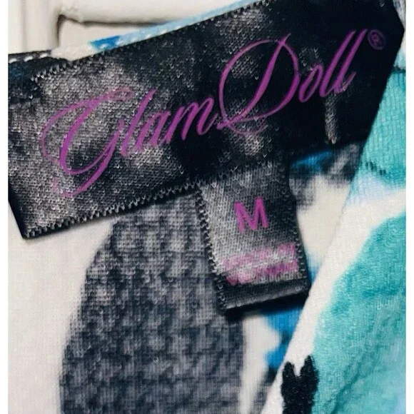 Glam Doll Dress Cut Out Neck And Sides. Stretch Zip Back Floral Women’s Size M - Picture 4 of 10